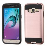 Wholesale Samsung Galaxy J7 (2015) Iron Shield Hybrid Case (Rose Gold)